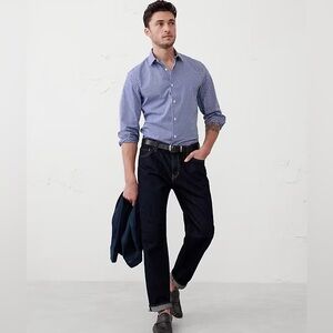 Banana Republic Men’s Standard-Fit Non-Iron Cotton Shirt Size XL Blue‎ Gingham